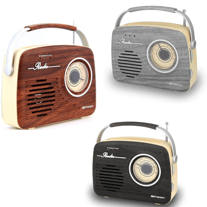 Discover the Nostalgic Charm of the Emerson Portable Retro Radio - Rechargeable and Bluetooth Equipped for Ultimate Listening Freedom!