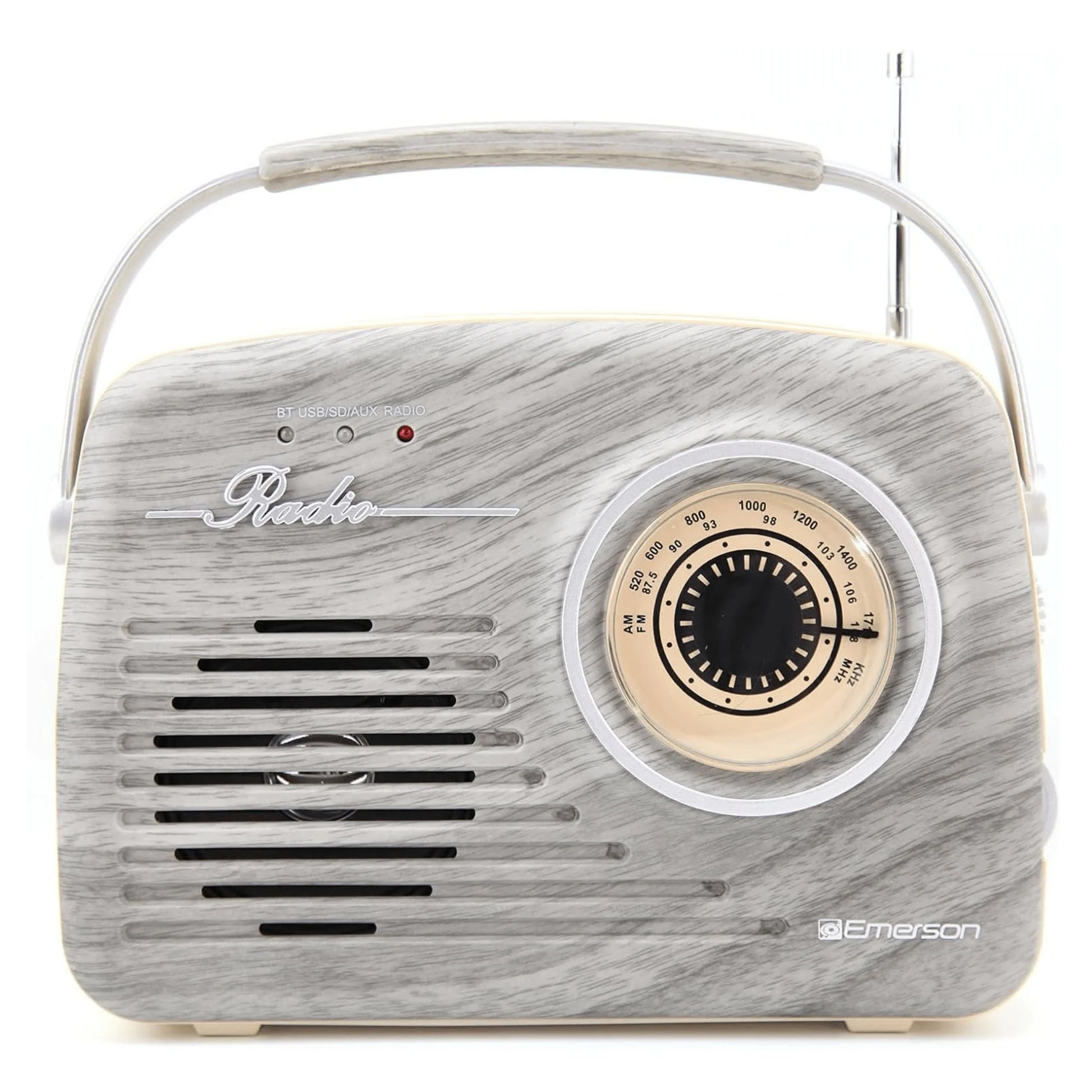Discover the Nostalgic Charm of the Emerson Portable Retro Radio - Rechargeable and Bluetooth Equipped for Ultimate Listening Freedom!